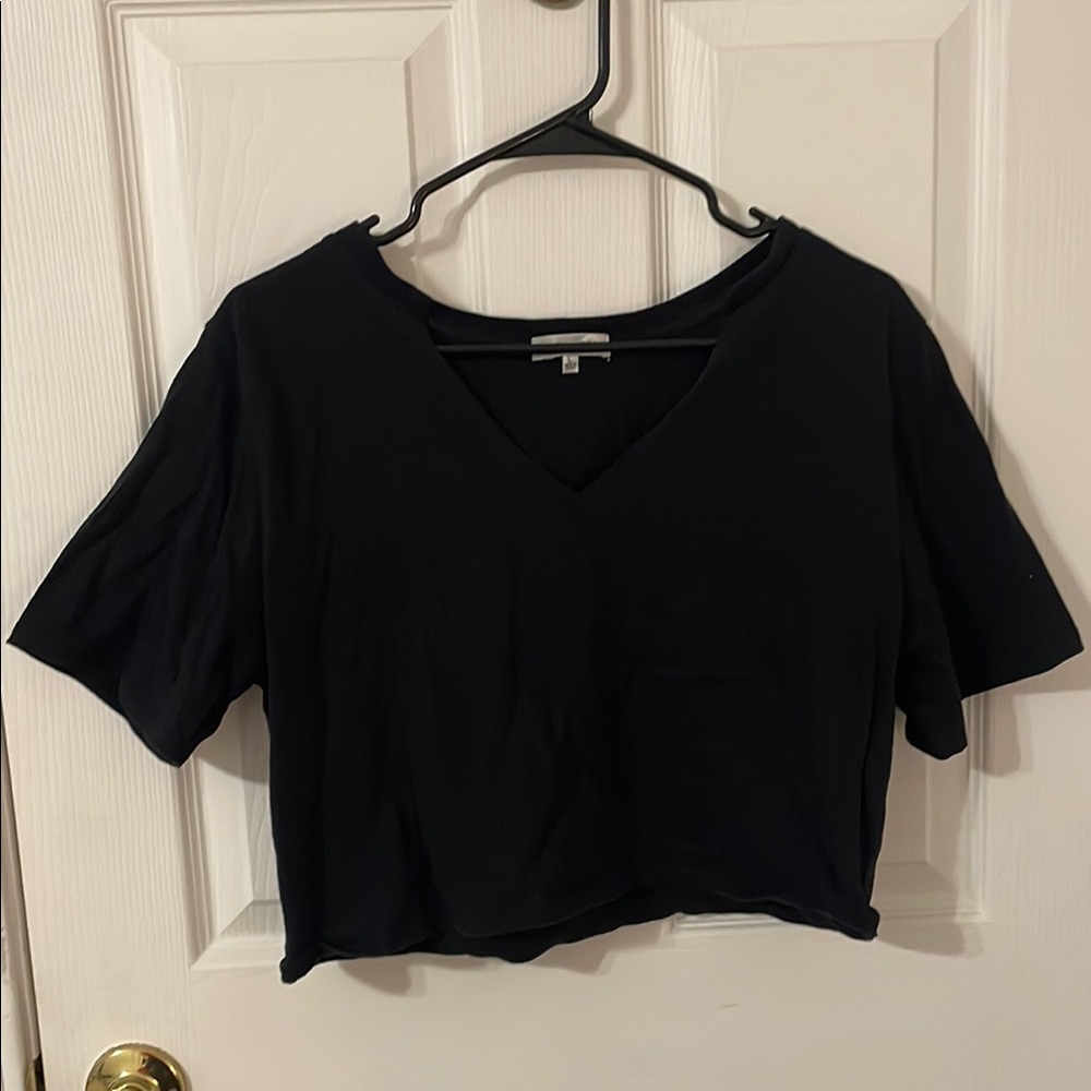 Black V-Neck Women's Top